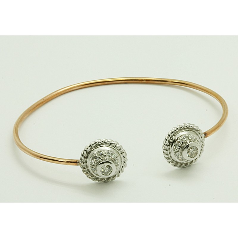 LADIES 14K WG+ PINK  GOLD  BANGLE BRACELET w/26-ROUND DIAMONDS @ 0.73CT TOTAL WEIGHT