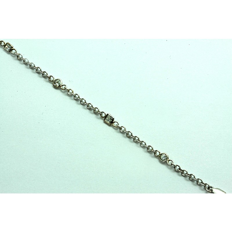 LADIES BRACELET 14K  WG w/3-ROUND@0.24CT AND 3-PRINCESS@0.26CT  "SPECIAL ORDER"