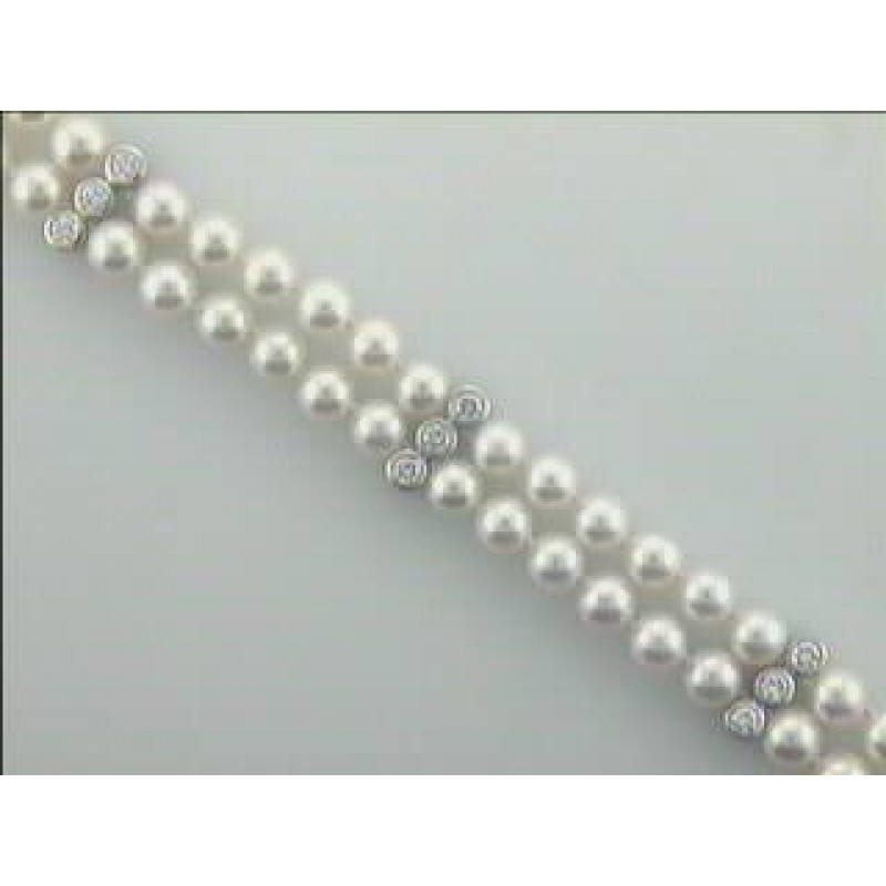 BRACELET  14K w/0.91CTS DIAMONDS +PEARLS CASUAL