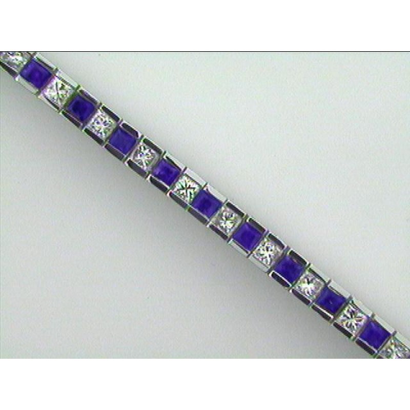 TENNIS BRACELET 14K w/2.18CTS DIAMOND + SAPPHIRE "SPECIAL ORDER"