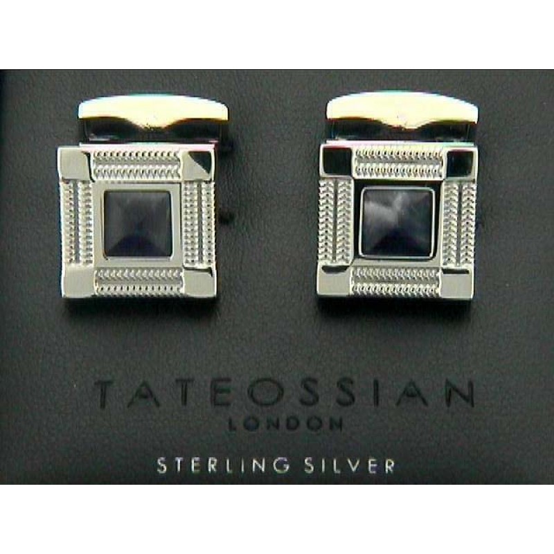 GENT'S CUFFLINK- SILVER w/SEMI-PRECIOUS STONE
