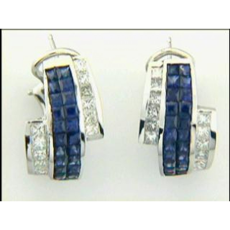 EARRINGS 18K WG w/1.65CT DIAMONDS PLUS 3.82CT SAPPHIRES