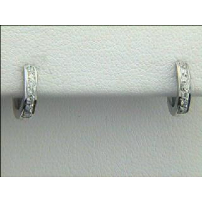 EARRING 14K WG  w/ 0.14CTS DIAMONDS HUGGIES