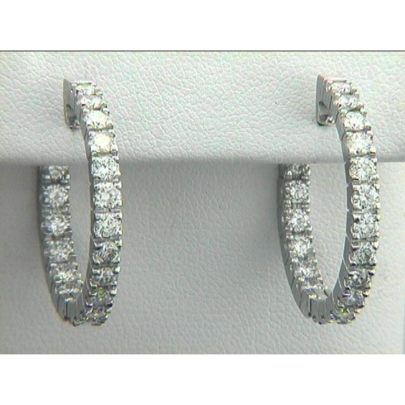 EARRING 14K WG  w/2.43CT DIAMOND HOOPS "SPECIAL ORDER"