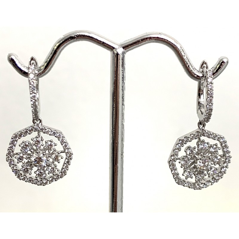 EARRINGS 18K WG w/1.34CT DIAMONDS "CLOSE OUT"