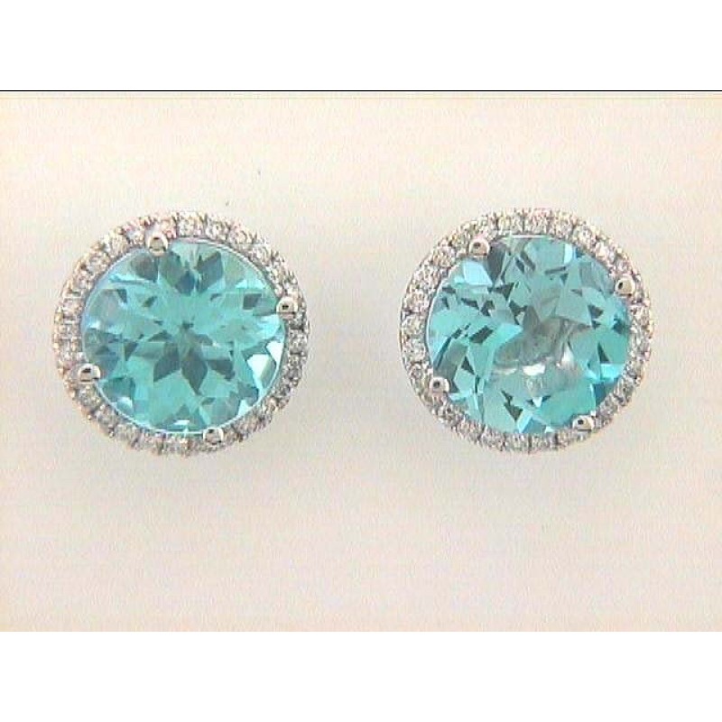 EARRING 14K w/0.28CT DIAMONDS + BLUE TOPAZ "SPECIAL ORDER"