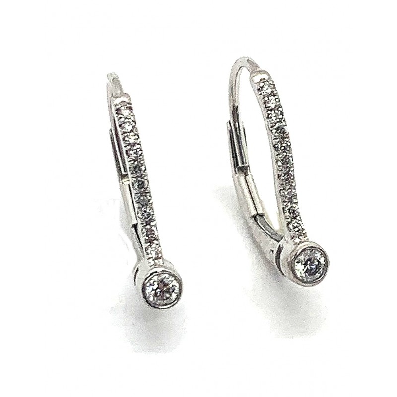 DROP EARRINGS 18K WG w/22-DIAMONDS @ 0.15CT TW