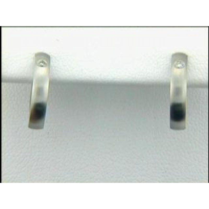EARRING PLAT w/0.04CTS DIAMONDS HUGGIES