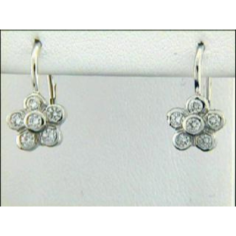 EARRING 14K WG w/0.62CT SAPPHIRE + 0.14CT DIAMONDS