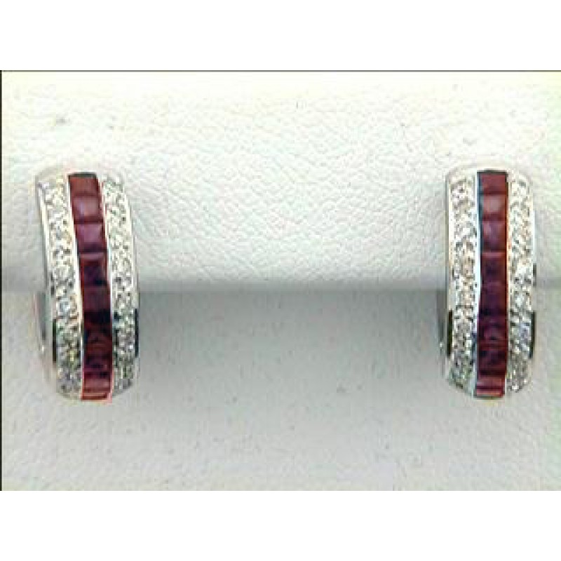 EARRING  14K w/0.81CTS DIAM'S+ PINK SAPPHIRES HUGG "SPECIAL ORDER"