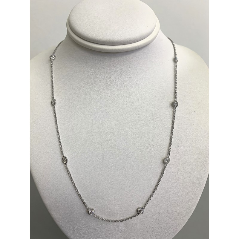 LADIES NECKLACE 14K WG w/8-DIAMONDS AT 1.19CT