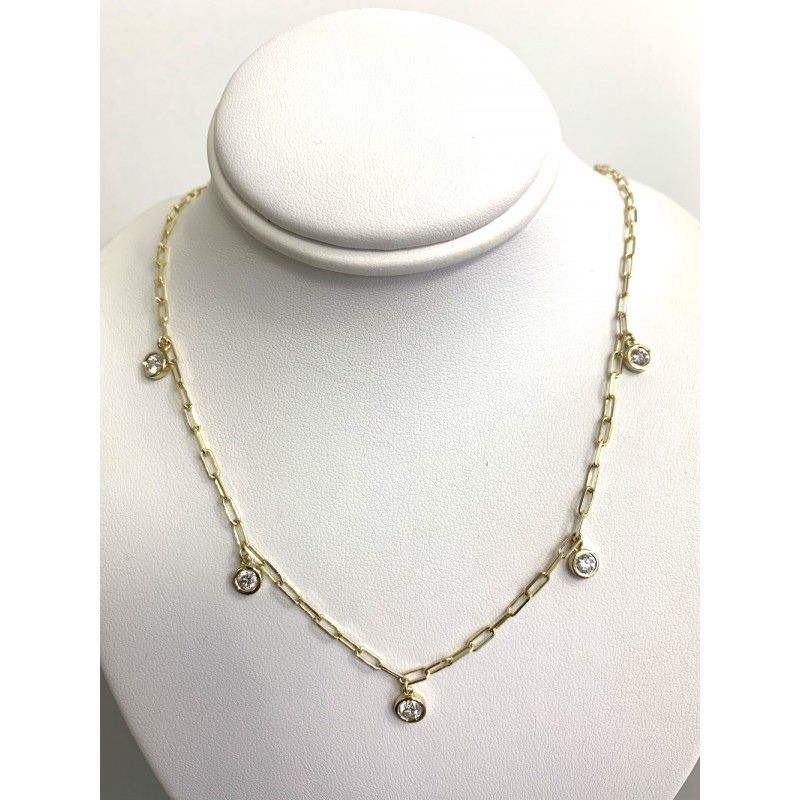 necklace 14k YG   w//0.93ct DIAMONDS  18" LONG  