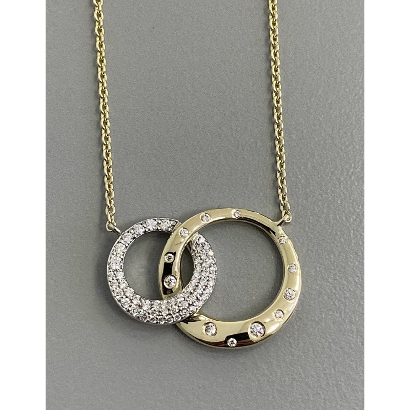LADIES NECKLACE 14K TWO TONE w/70-DIAMONDS @0.34CT 18"  "SPECIAL ORDER"