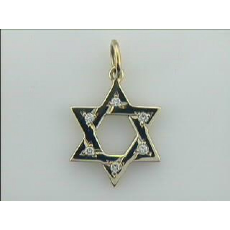 PENDANT 14K w/0.20CTS DIAMONDS STAR OF DAVID