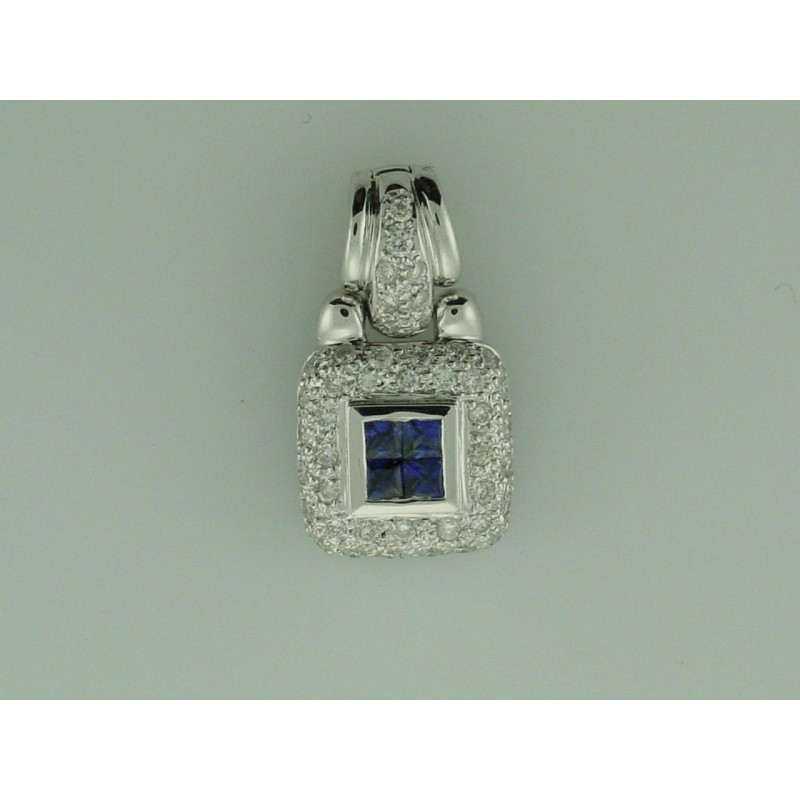 PENDANT 18K w/0.52CTS DIAMONDS+0.45CTS SAPPHIR