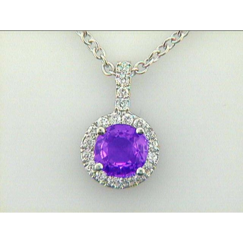 PENDENT w/0.23CTS DIAM'S+0.96CT SAPPHIRE WITH  18" CHAIN