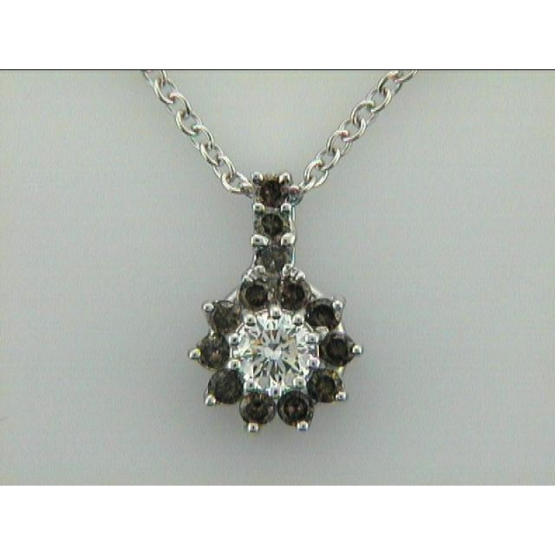 PENDANT 14K  w/0.44CT DIAMOND CENTER G/SI2 + 0.45CT BROWN DIAMONDS