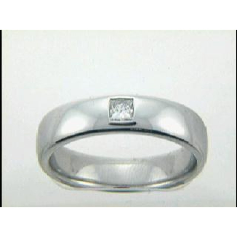 LADIES RING 14K WG w/0.10CT PRINCESS+0.27CT FY