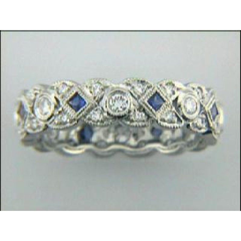 WEDDING  PLATINUM  w/0.61CTS DIAMONDS+SAPPHIRES