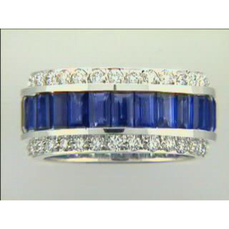 RING 18K w/1.26CTS DIAM'S+ SAPPHIRES ETERNITY