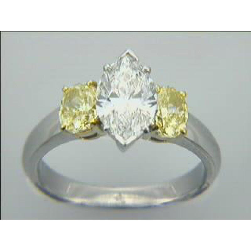PLAT. w/1.18CT FANCY YELLOW DIAM. (center extra)