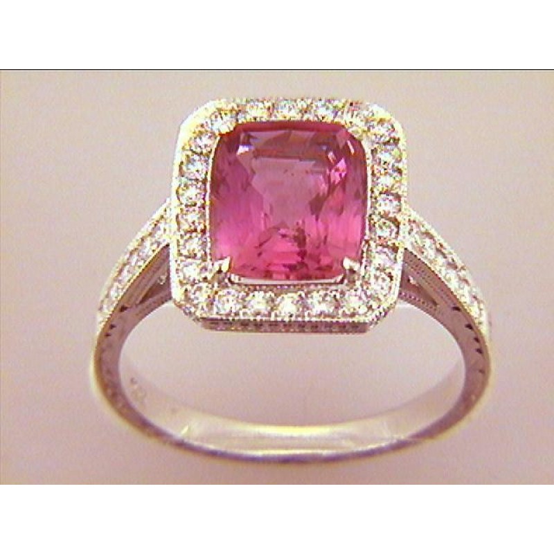 RING  18K w/0.47CT DIAM'S+3.30CT PINK SAPPHIRE "SPECIAL ORDER"