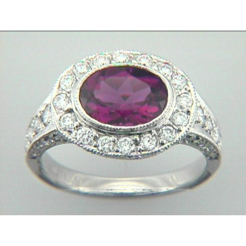 RING  PLAT. w/1.05CTS  DIAM'S+1.69CT PK TOURM. "SPECIAL ORDER"