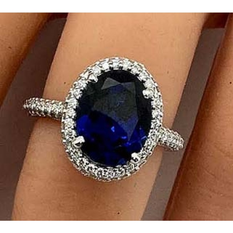 R1971  LADIES RING WITH 1.05CT NATURAL DIAMONDS PLUS 3.36CT LAB GROWN SAPPHIRE