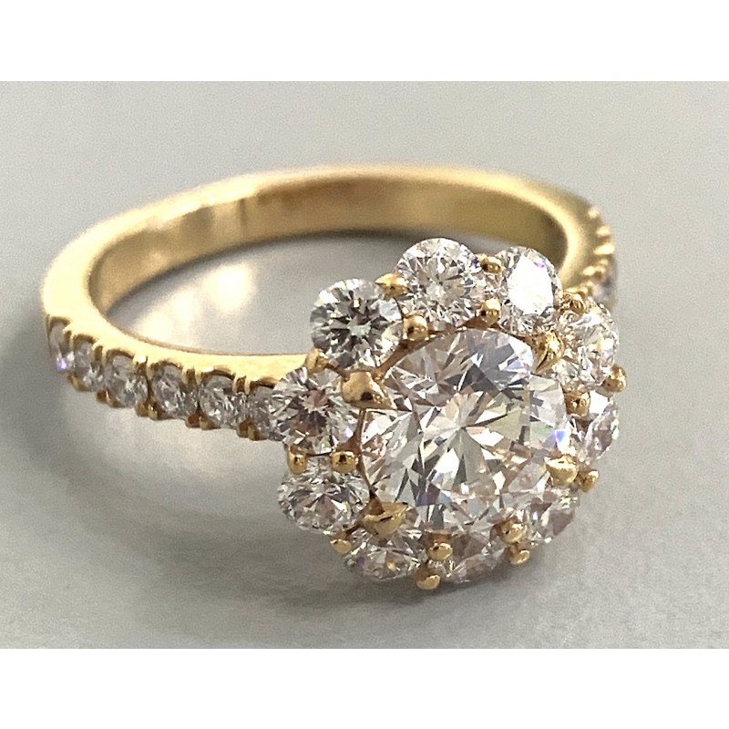 ENG. RING 18K  ROSE GOLD w/1.09CT ROUNDS (center extra)