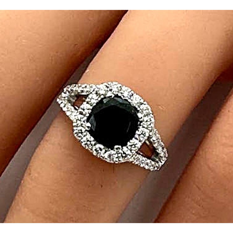 R2100-1 14K WHITE GOLD CONTAINING 40-DIAMONDS AT 0.50CT TW PLUS 1-TSAVORITE LAB COLOR AT 1.42CT
