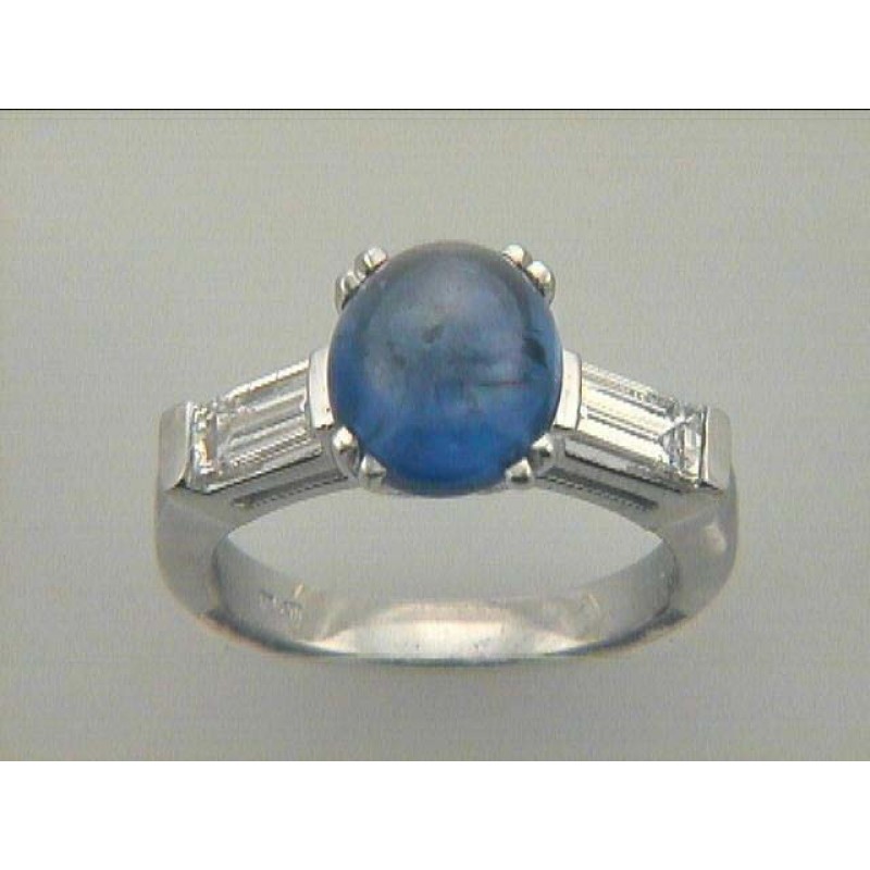 RING PLATINUM w/0.99CT DIAMOND + 5.06CT SAPPHIRE