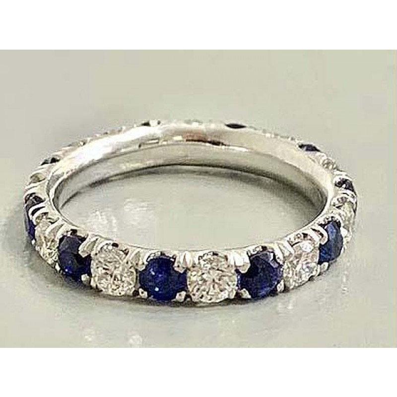 RING 18K WG w/1.11CT DIAMOND+1.23CT SAPPHIRE "SPECIAL ORDER"