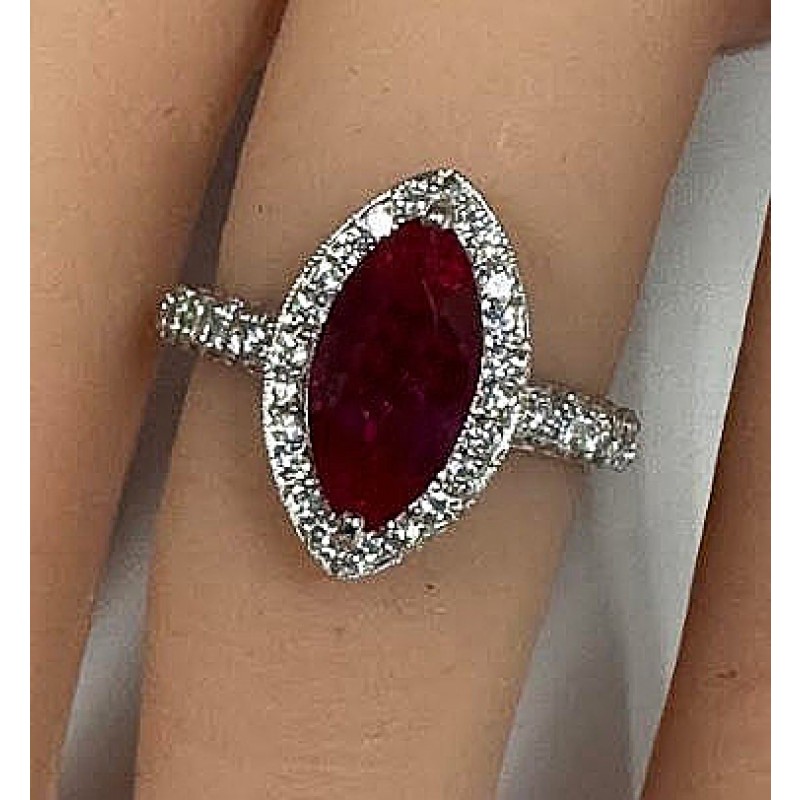 R2119 LADIES  PLATINUM RING CONTAINING 1.65CT DIAMONDS  WITH 2.57CT RUBY