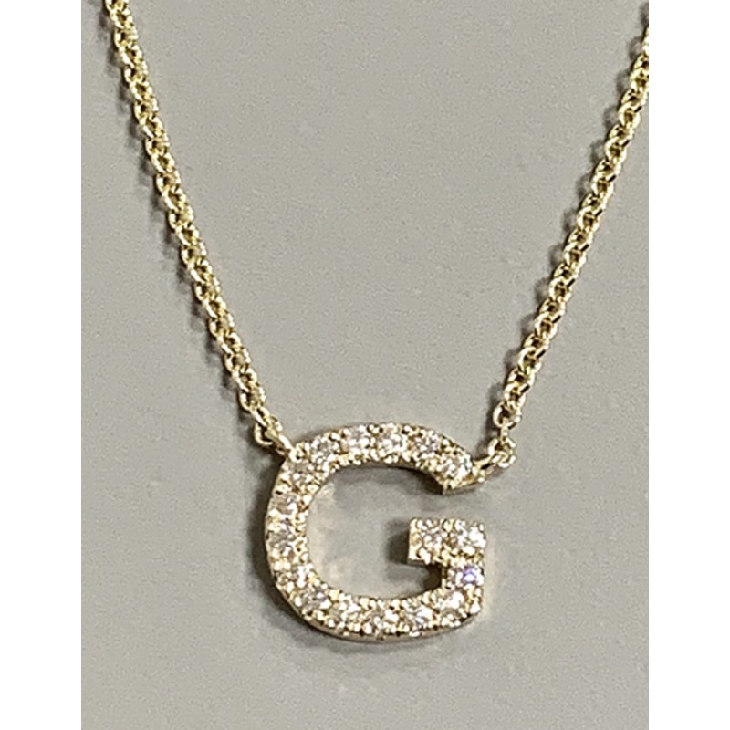 INITIAL NECKLACE 14K YG w/0.16CT DIAMONDS "G"   3/8" HIGH "SPECIAL ORDER"