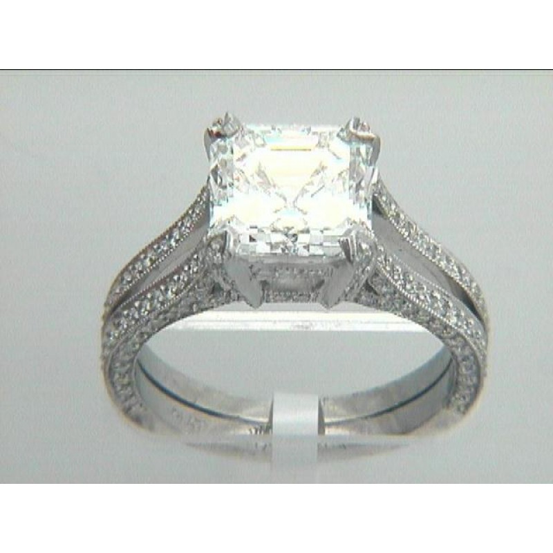 RING PLAT.  w/0.85CT DIAMONDS (center not included