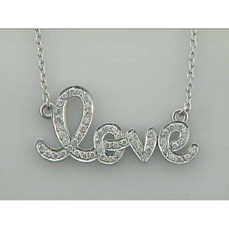 NECKLACE 14K w/0.41CT DIAMOND "LOVE"  DAYTIME