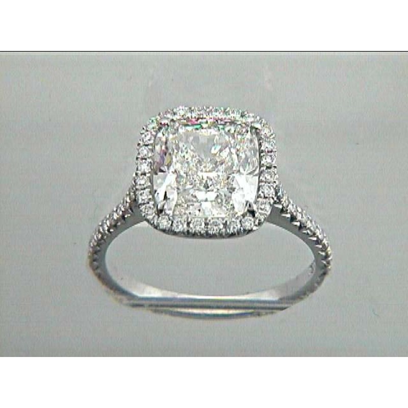 ENG. RING 18K w/3.56CT CUSHION (center extra)