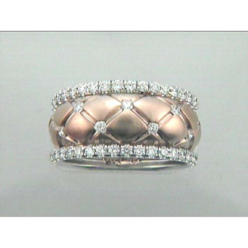 LADIES RING 18K PINK + WHITE GOLD w/ DIAMONDS