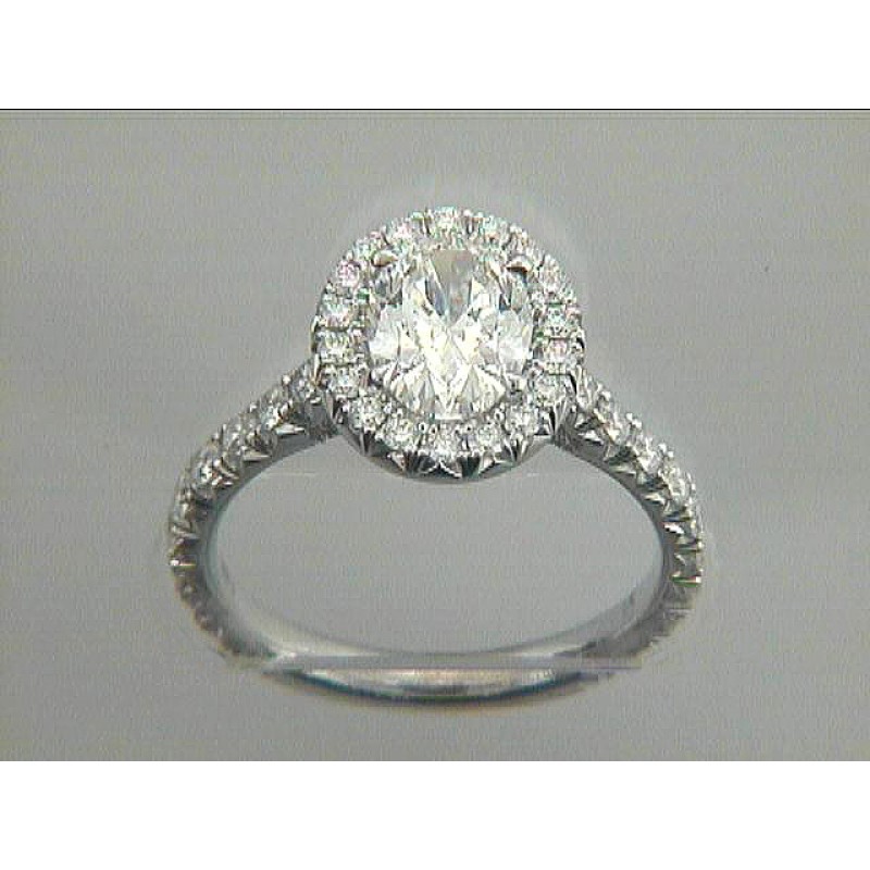 ENG. 18K w/1.05CT OVAL G/SI2 GIA +0.65CT DIAMONDS