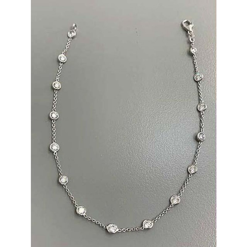 ANKLET 14K T.T. w/2.26CT DIAMOND 9 1/2"