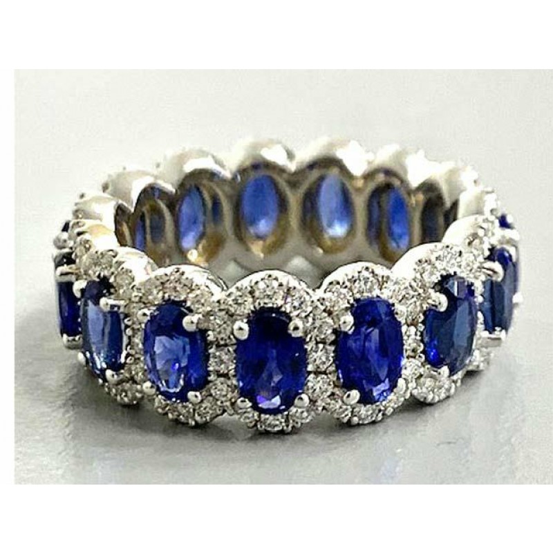 RING 18K WG w/0.96ct DIAM + 4.67CT SAPH "SPECIAL ORDER"