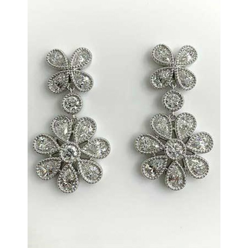EARRING 14K WG w/4.22CT PEAR +0.65CT DIAMOND "SPECIAL ORDER"