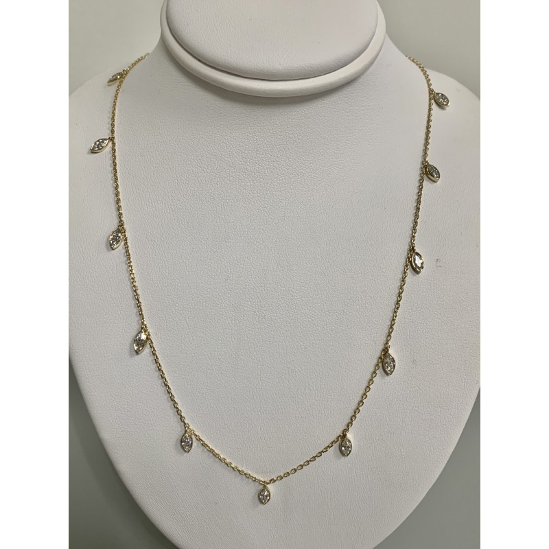 NECKLACE 14K YG w/1.56CT MARQUISE CUT DIAMONDS "SPECIAL ORDER"