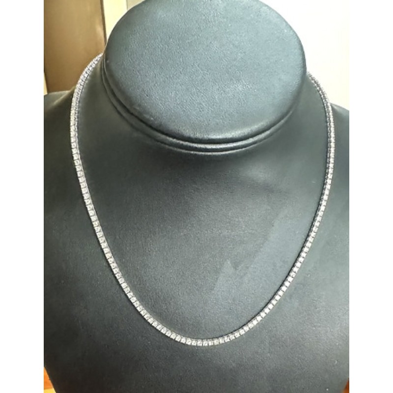 S2543 LADIES DIAMOND TENNIS NECKLACE 14K WG w/5.02CT LAB GROWN DIAMONDS 16" LONG "SPECIAL ORDER"