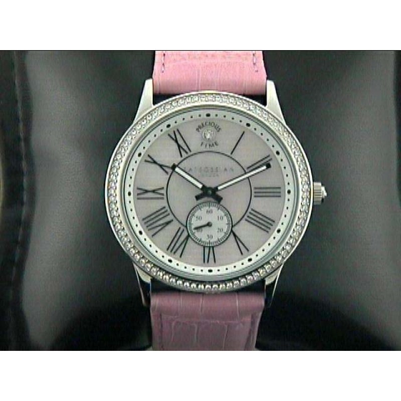 LADIES WATCH STAINLESS STEEL w/PINK LEATHER