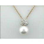 NECK 14K WHITE GOLD w/0.15CTS DIAM'S+PEARL 9MM