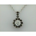 PENDANT 14K  w/0.44CT DIAMOND CENTER G/SI2 + 0.45CT BROWN DIAMONDS
