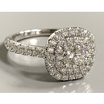 LADIES ENGAGEMENT RING 18K WG w/0.86CT DIAMONDS + CUST. 0.50CT CENTER "SPECIAL ORDER"