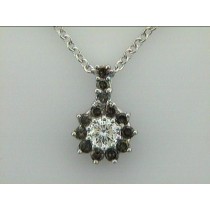 PENDANT 14K  w/0.44CT DIAMOND CENTER G/SI2 + 0.45CT BROWN DIAMONDS