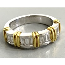 RING PLATINUM w/0.77CTS DIAM.OND BAGUETTES "CLOSE OUT"